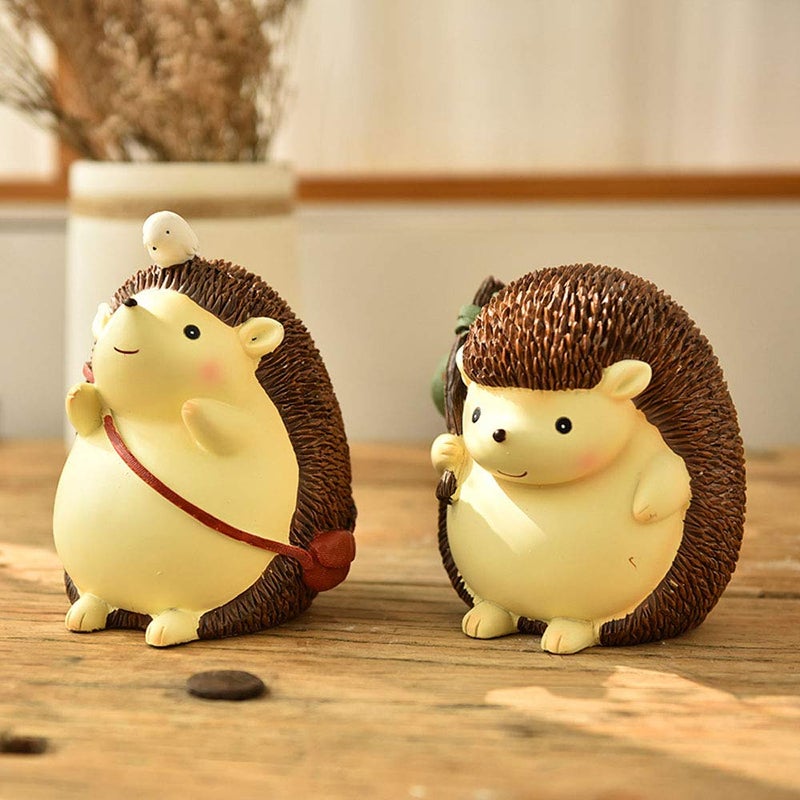 FUYU Cute Hedgehog Resin Animal Piggy Bank Coin Box Money Bank Gifts for Lovers Children, Home Decoration - Image 2